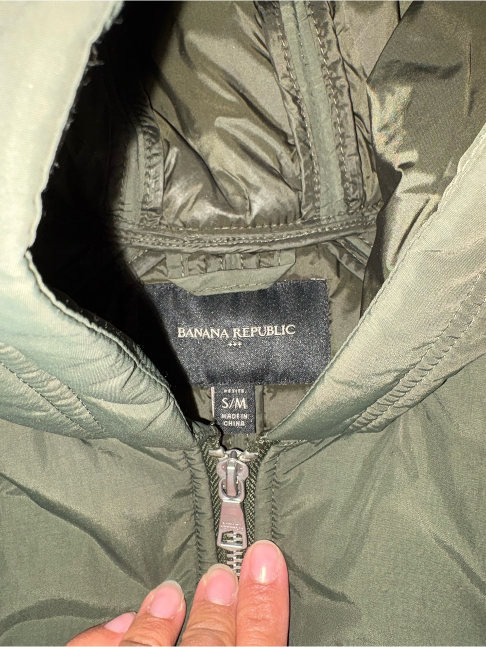 Banana Republic Quilted Hooded Poncho - Olive - Picture 2 of 4